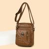 Small Square Bag Washed Leather Single-shoulder Crossbody Bag Middle-aged Woman's Bag Multi-layer Bag