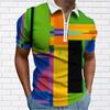Men's Shirt Polo Casual Zip Short Sleeve Fashion Casual Zipper Summer Spring Regular Fit 3D Color Box Print Shirt