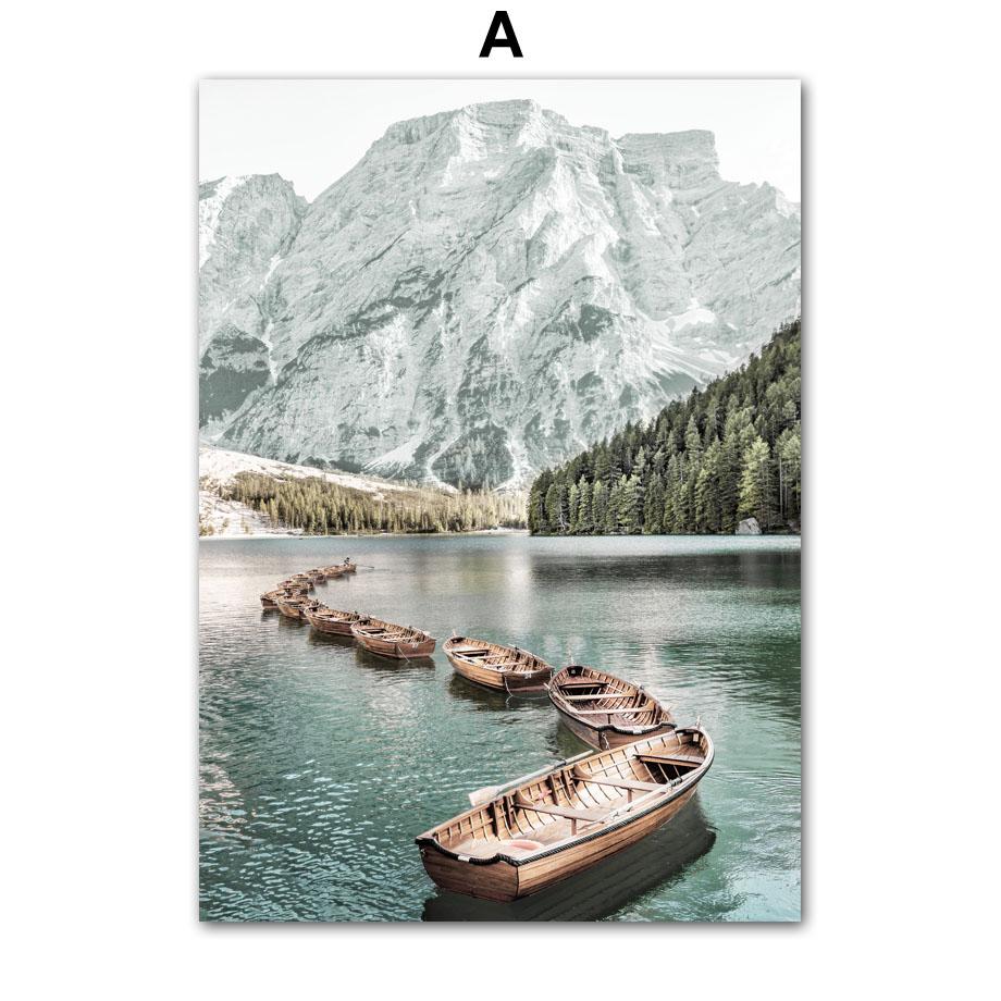 Картина на холсте Лето Зеленое озеро Лодка Цветок одуванчика Абстрактные скандинавские постеры и принты Декор для дома Настенные художественные картины