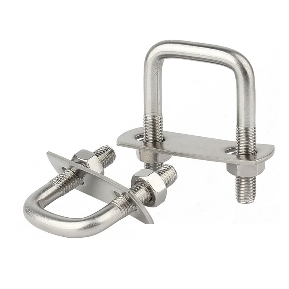 2 комплекта Прямоугольный U-образный болт Трубный U-хомут Железный Квадратный болт Прочный Квадратный хомут