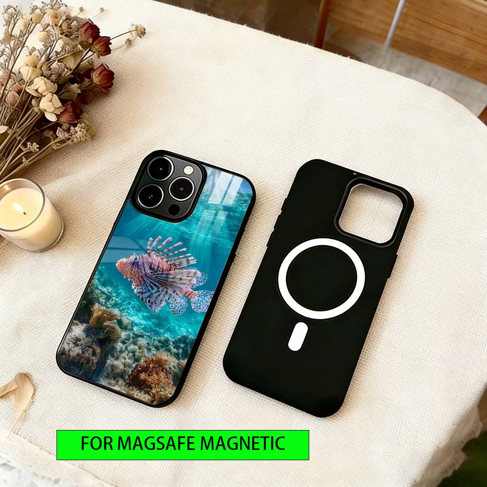 Чехол для телефона с морскими животными для iPhone 17, 16, 15, 14, 13, 12, 11 Plus, Pro, магнитный, для беспроводной зарядки Magsafe