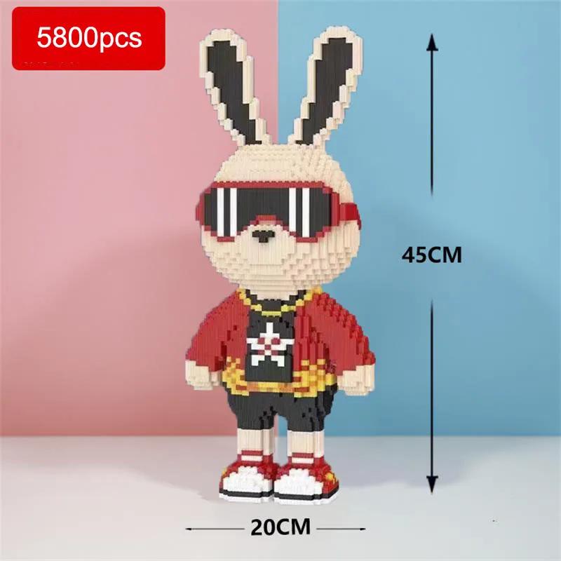 3D 5800PCS Candy Rabbit Colorful and Cute Rabbits Society Rabbit Building Blocks Adult High Difficulty Assembly Puzzle Toys Gift
