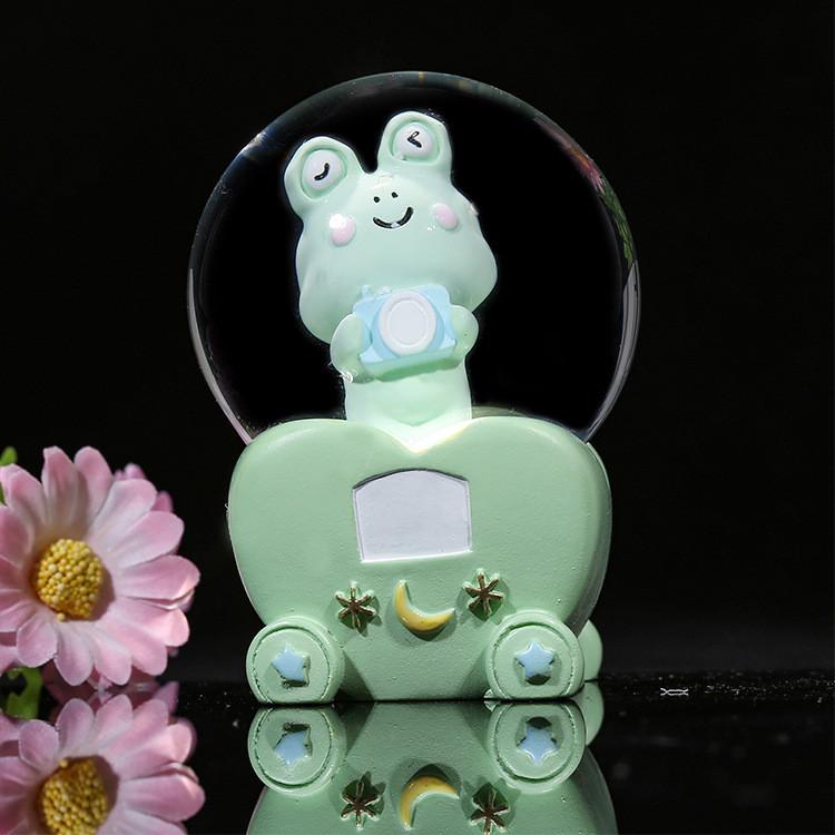 Милый фиолетовый лавандовый медведь, светящийся мини-кристальный шар, подарок на день рождения ребенка, настольное полимерное украшение