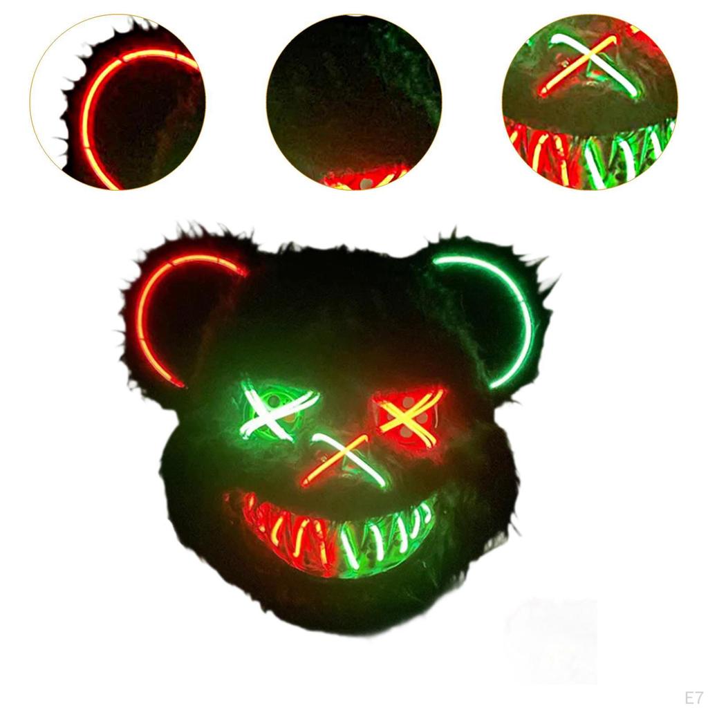 Хэллоуин Страшный Медведь Маска Смешная LED для Пасхальной Вечеринки Карнавала синий желтый