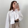 Женская короткая повседневная рубашка с длинным рукавом, асимметричная, в стиле пэчворк