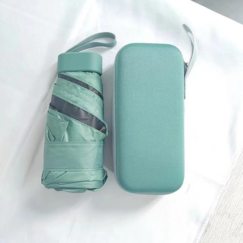 Мини-зонт от солнца, зонт с 6 костями для солнечных и дождливых дней, удобный для путешествий на открытом воздухе и зонт с карманом для хранения