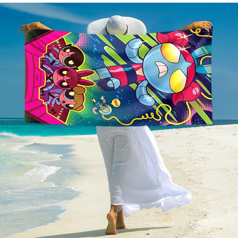 1pc Powerpuff Girls Adventure Microfiber Beach Towels Quick Dry Towel Sand Beach Towels Pool for Travel Swim Pool. S072101122