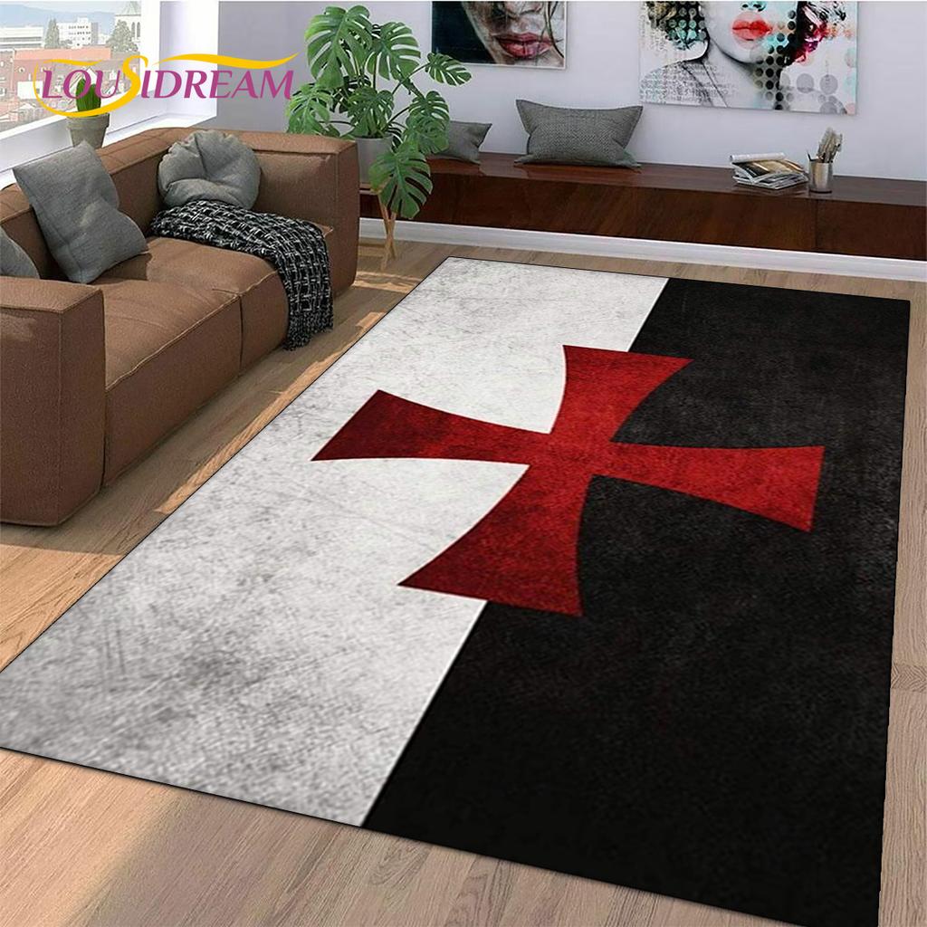 Knight Templar Cavalier Crusaders Cartoon Rug Carpet for Living Room Bedroom Decor,Non-slip Decoration for Sofa Doormat Gift Kid