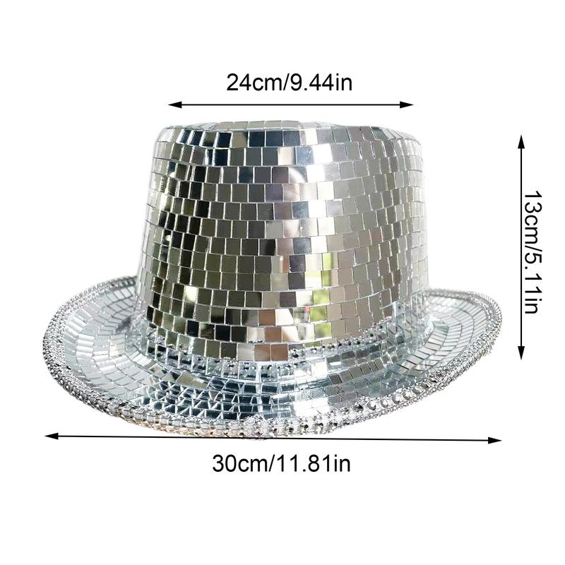 Disco Cowboy Hat Disco Mirrored Sun Hat Retro Disco Unisex Costume Sparkly Top Hat Dress Up Accessories For Adults