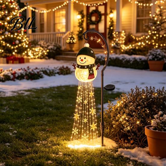 Pathway Stake Lights for Yard Solar Powered Christmas Garden Light, Outdoor Metal Easy Install Lawn Stakes Star Snowflake Waterfall String Lamp,