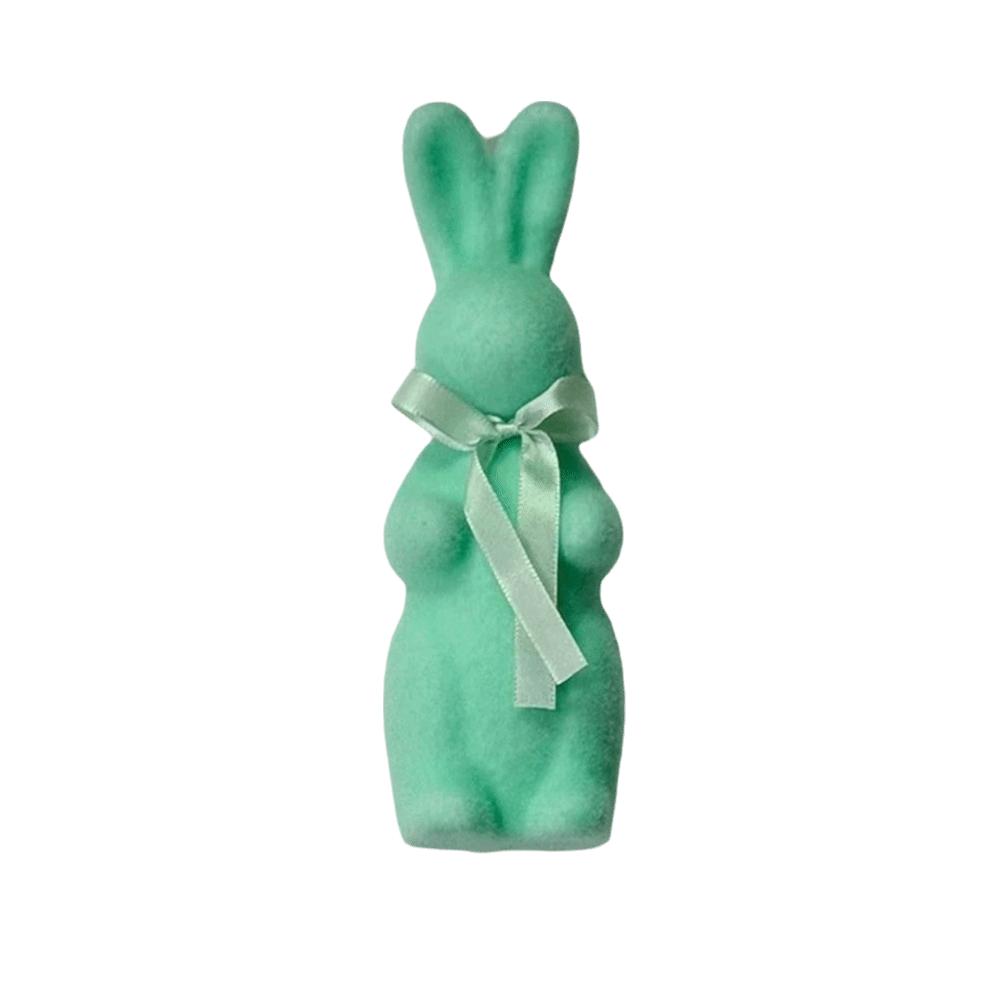 With Bow Tie Bunny Decoration Creative Large Flocking Rabbit Statues Cute Design Party Rabbit Ornaments Indoor Outdoor Lawn