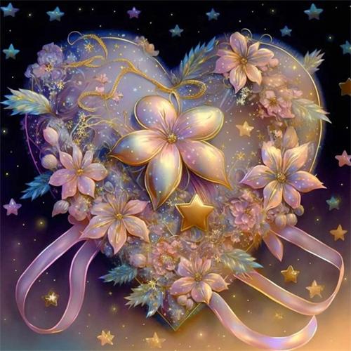 Diy Алмазная картина Сердце Цветок Домашний декор Полный квадрат Круглая вышивка Мозаика Фэнтези Пейзаж Настенное искусство