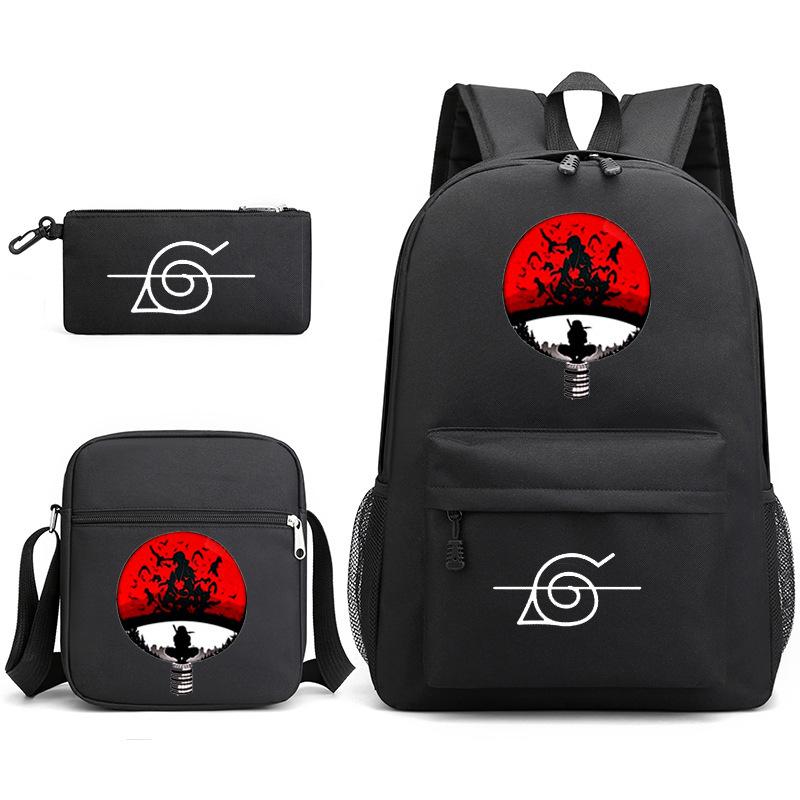 Anime Naruto Starry Sky Teen Student School Bag Three-Piece Set Men'S And Women'S Backpacks Satchel Pencil Bag