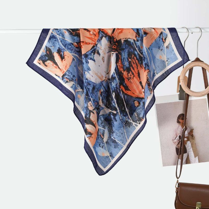 New Women's Temperament Small Square Scarf Decorative Scarf Velvet Small Silk Scarf New Autumn and Winter Warm Scarf