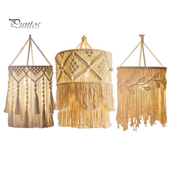 Абажур в стиле бохо с плетением, абажур ручной работы из макраме в стиле бохо, подвесной абажур из хлопковой веревки для спальни, гостиной, декора