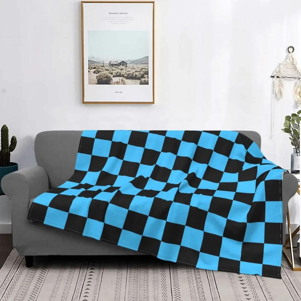 Black And White Checkerboard Pattern Blanket Comfortable Soft Flannel Autumn Geometric Tartan Throw Blanket for Sofa Car Bedroom