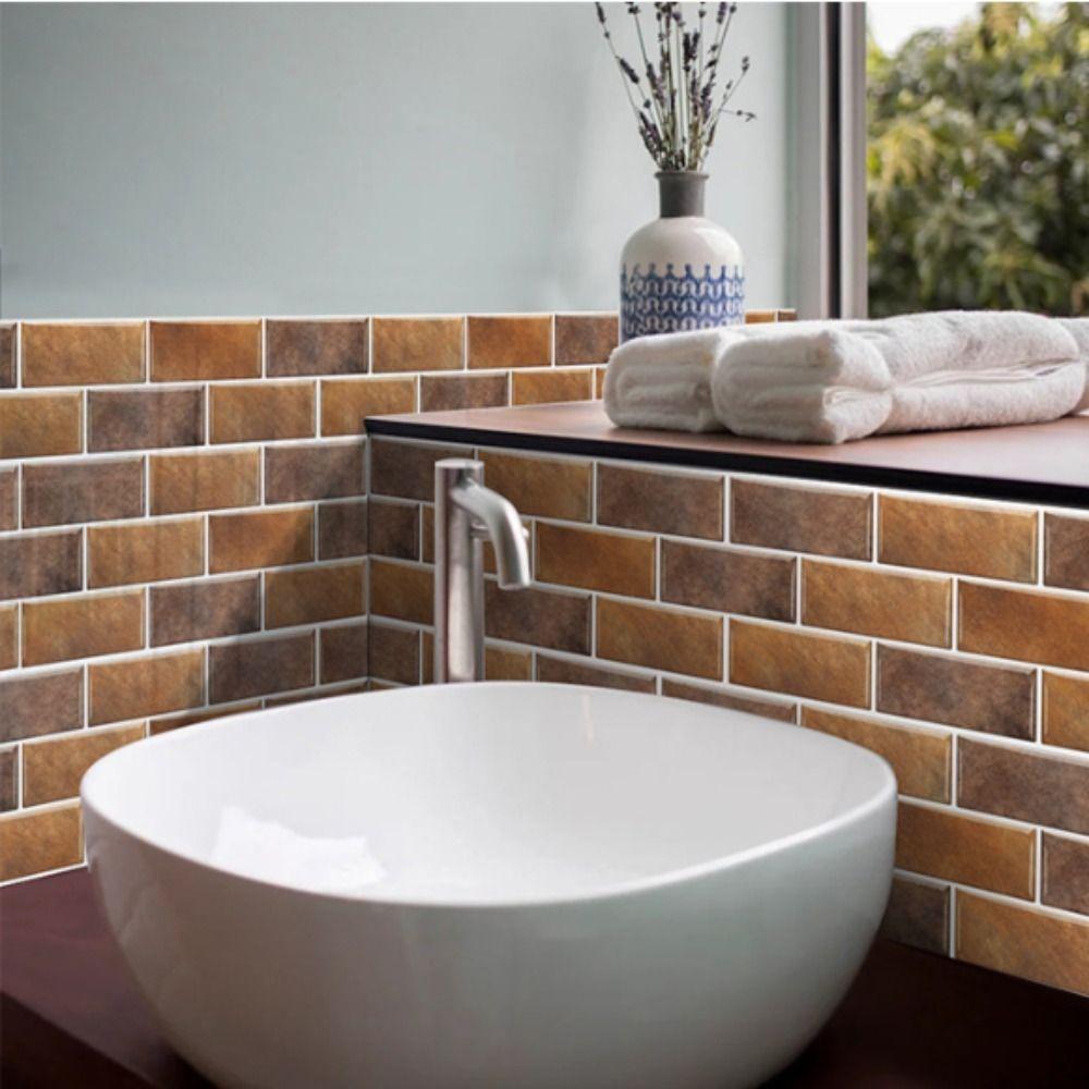 6pcs Self-Adhesive Tile Stickers PVC Self-Adhesive Wallpaper Decorative Wall Stickers Kitchen