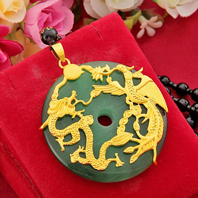 2 стиля золотой цвет новый дракон Феникс безопасная пряжка кулон для мужчин и женщин пара ожерелье «сделай сам»