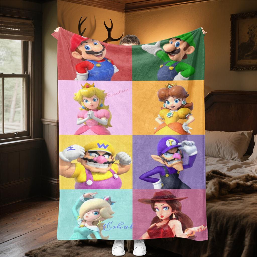 Super Mario Characters Blanket Soft And Portable All Season Home Bed Sofa Blanket Office Travel Nap Break Warm Blanket