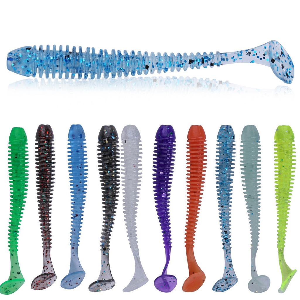 10pcs/lot Soft Rubber Bait Fishing Lure Wobbler Soft Worm Carp Fishing  Artificial Silicone Swimbait