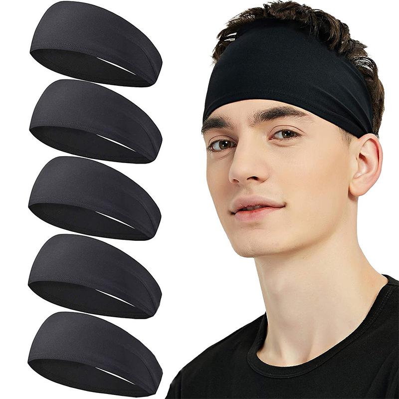 Men Women Sports Headband Sweatband Stretch Elastic Gym Fitness Running Yoga Headwrap Breathable Quick-Dry Absorbent Hair Bands