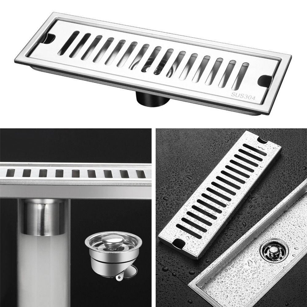 20-50cm Stainless Steel Shower Floor Drain with Strainer Cover Drain Filter Linear Floor Drain