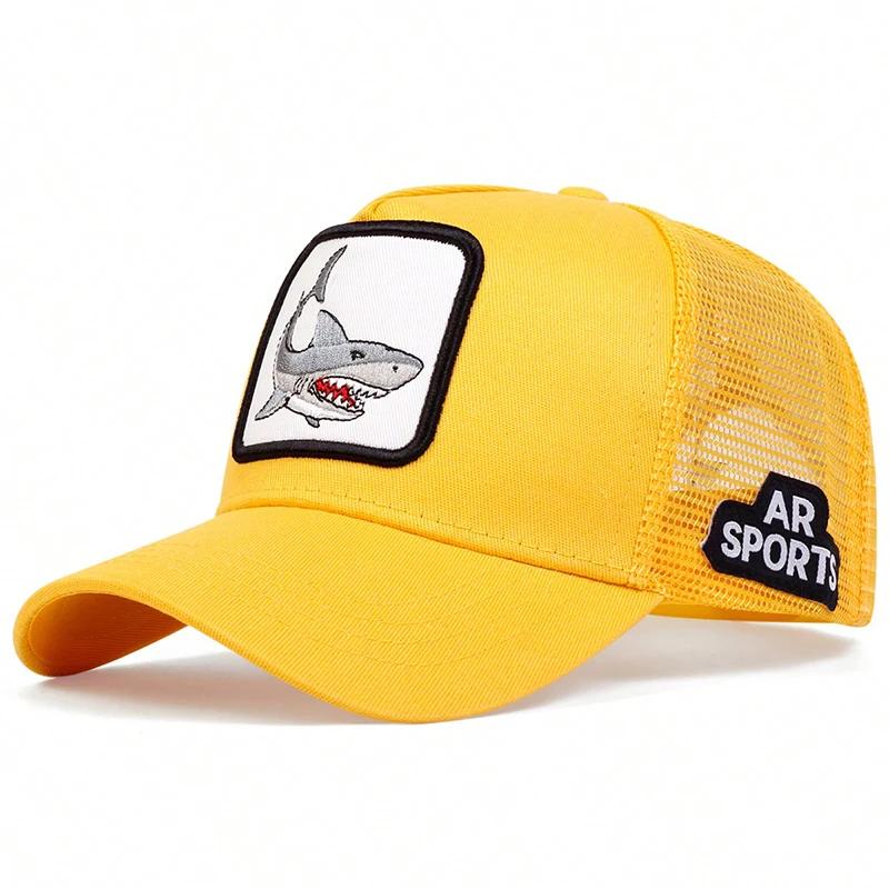 Унисекс бейсболки с вышитой акулой, регулируемые повседневные шляпы для отдыха на весну и лето, солнцезащитная кепка