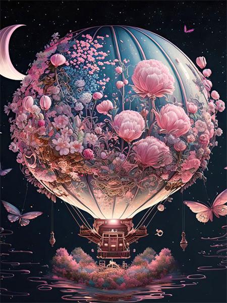 Diy Diamond Painting Mosaic Hot Air Balloon Fantasy Full Square Round Embroidery Mosaic Starry Night Landscape Wall Decor