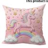 Pink Unicorn Themed 2D Flat Double-Sided Printed Pillow Cover Short Plush Suitable Living Rooms Bedrooms Throw Cushion Cover