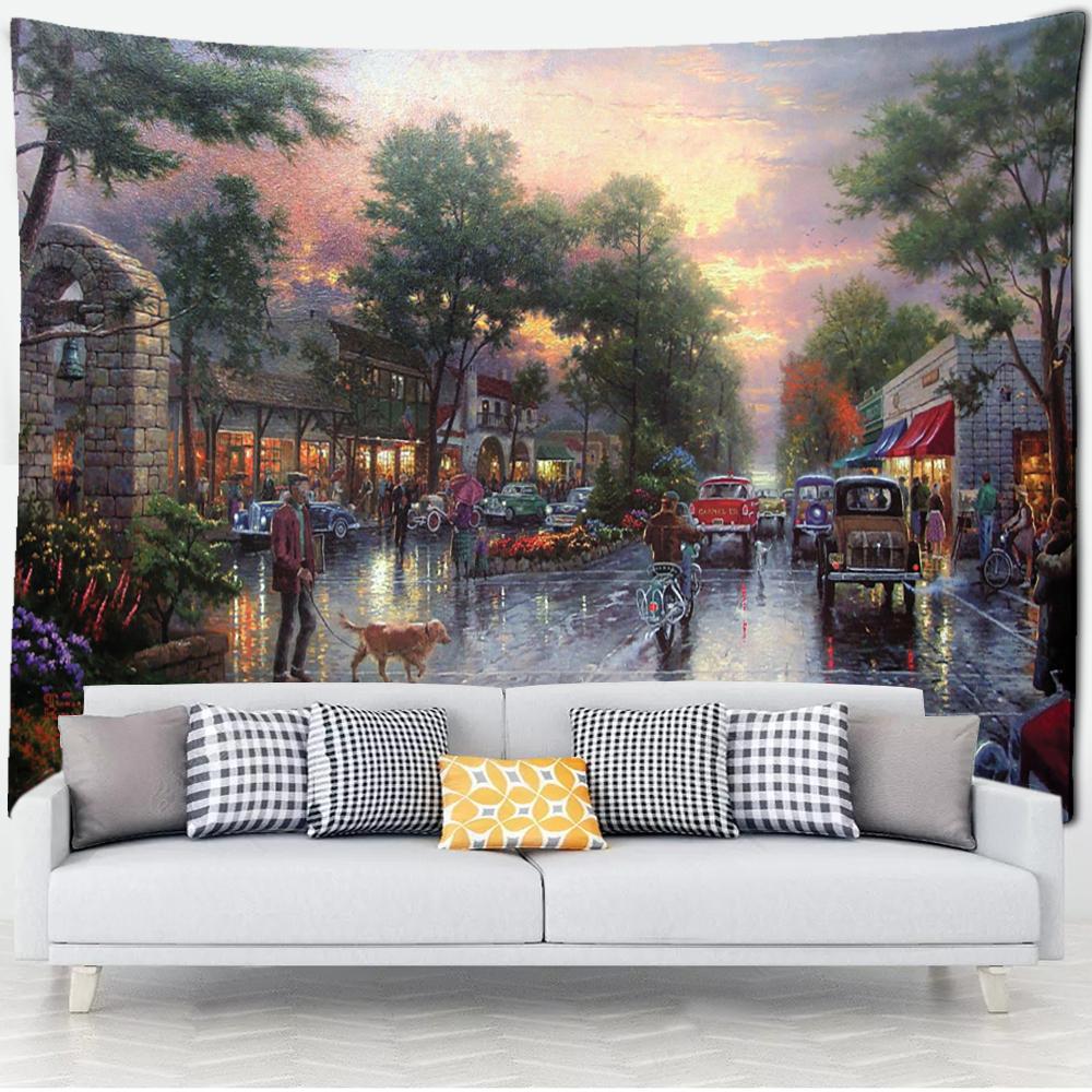 Лесная хижина гобелен настенная картина маслом фон ткань печать психоделическое колдовство богемный декор