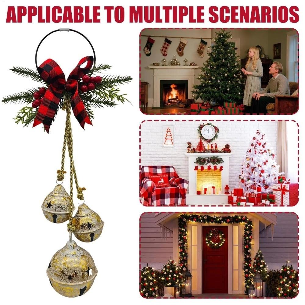 Shatterproof Xmas Tree Pendant Three-Bell Wall Hanging Ornament Front Door