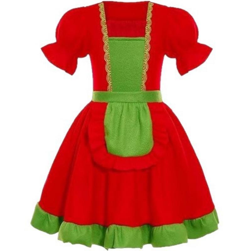 Платье Рождественского Эльфа для Девочек Детский Праздничный Костюм Эльфа Рождественский Подарок для Девочек Праздничный Наряд Нарядное Платье