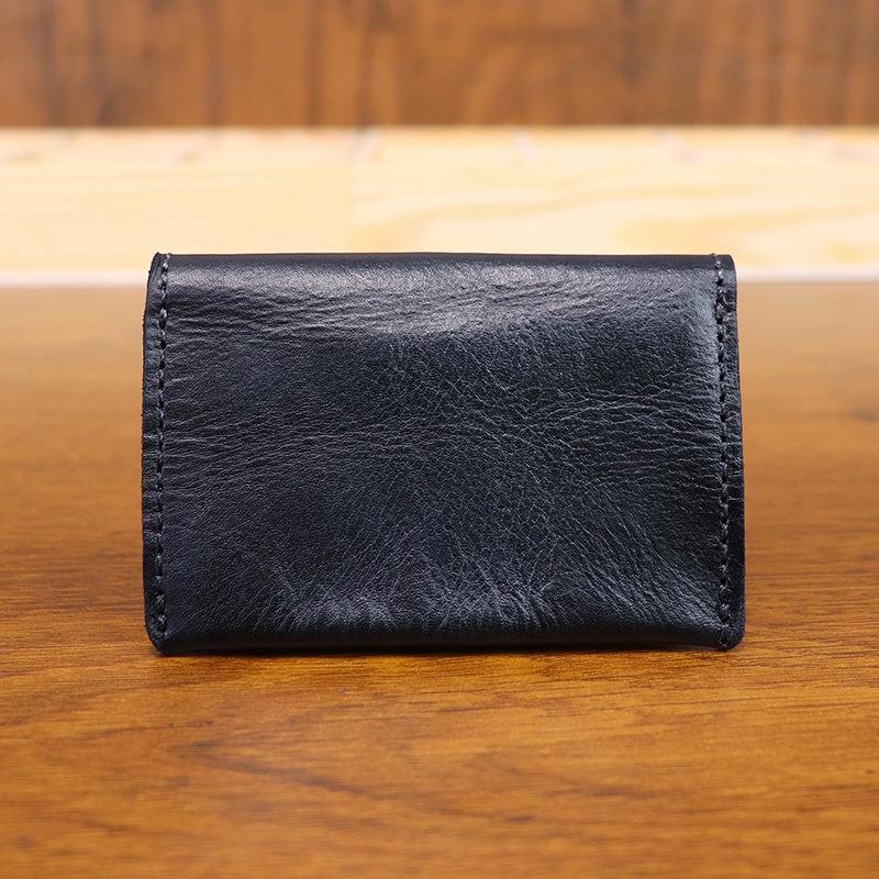 New Head Layer Cow Pickup Bag for Female Students, Simple Card Bag, Retro Vegetable Tanning Leather Used, Brushed, Handmade Business Card Bag