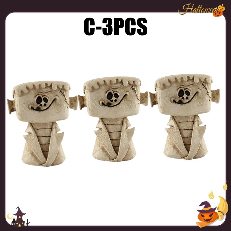 Cartoon Pumpkin Ghost Resin Craft Miniature Sculpture Cute Spooky Scene Decor Tabletop Ornament Home Party Halloween