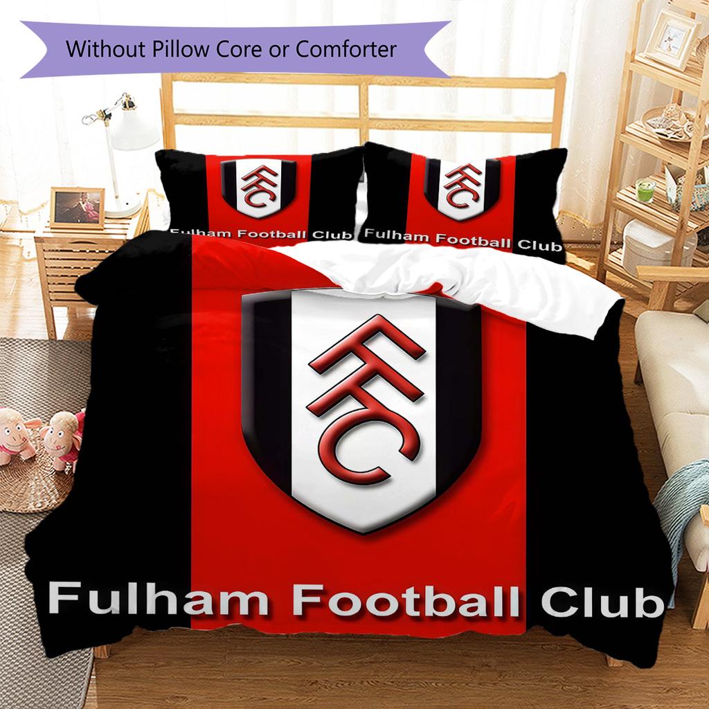 Fulham F.C Pattern Bedding Quilt Set Quilt Cover Pillowcase Home Decoration Birthday Gift (1 * duvet cover + 2 * pillowcase, without core)