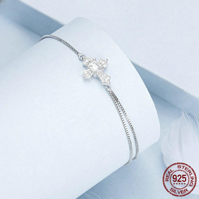 Персонализированный браслет-крестик в холодном стиле для мужчин и женщин, европейский и американский тренд, браслет из стерлингового серебра S925, ювелирные изделия веры