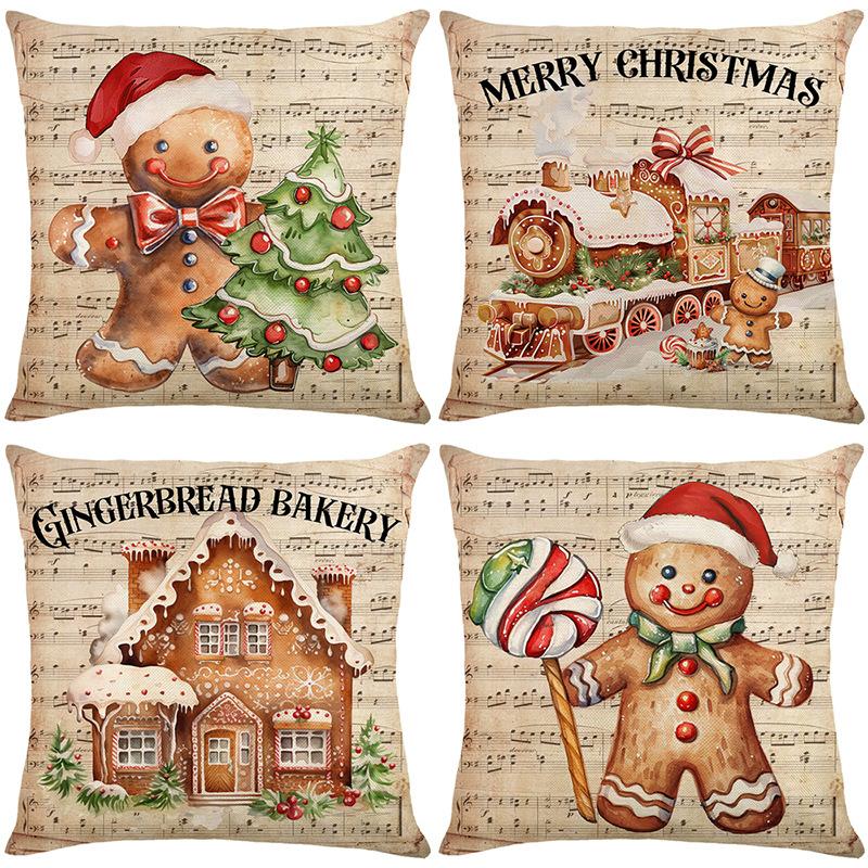 45cm Gingerbread Man Christmas Cushion Cover Pillowcase 2025 Christmas Decorations for Home Xmas New Year Christmas Decor