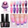 7ml Purple Glitter Auroras Thermal Gel Nail Polish Winter 3 Layers Temperature Color Changing Semi Permanent Manicure Nail Art Gel Varnish