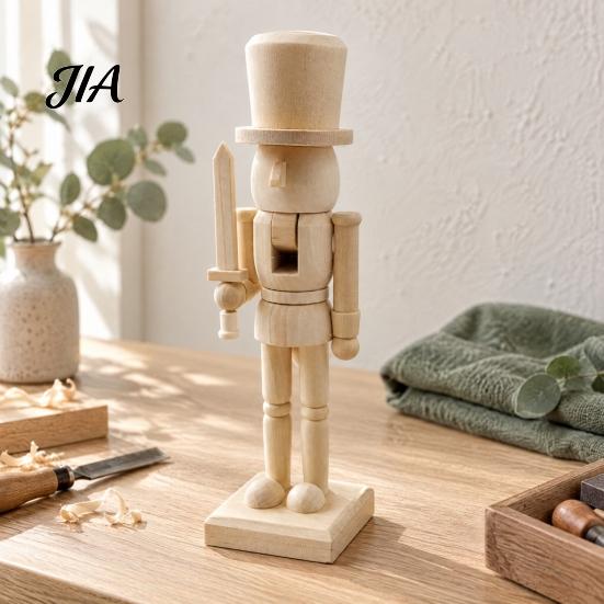 Artistic Craft Material Wooden Nutcracker Figurines, DIY Paint Your Own Soldier King Drummer, Holiday Supplies Unfinished Wood Christmas Tabletop