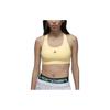 С принтом логотипа, умеренная поддержка, однотонный спортивный бюстгальтер с полным покрытием, женское нижнее белье, светло-желтый FB6873-821