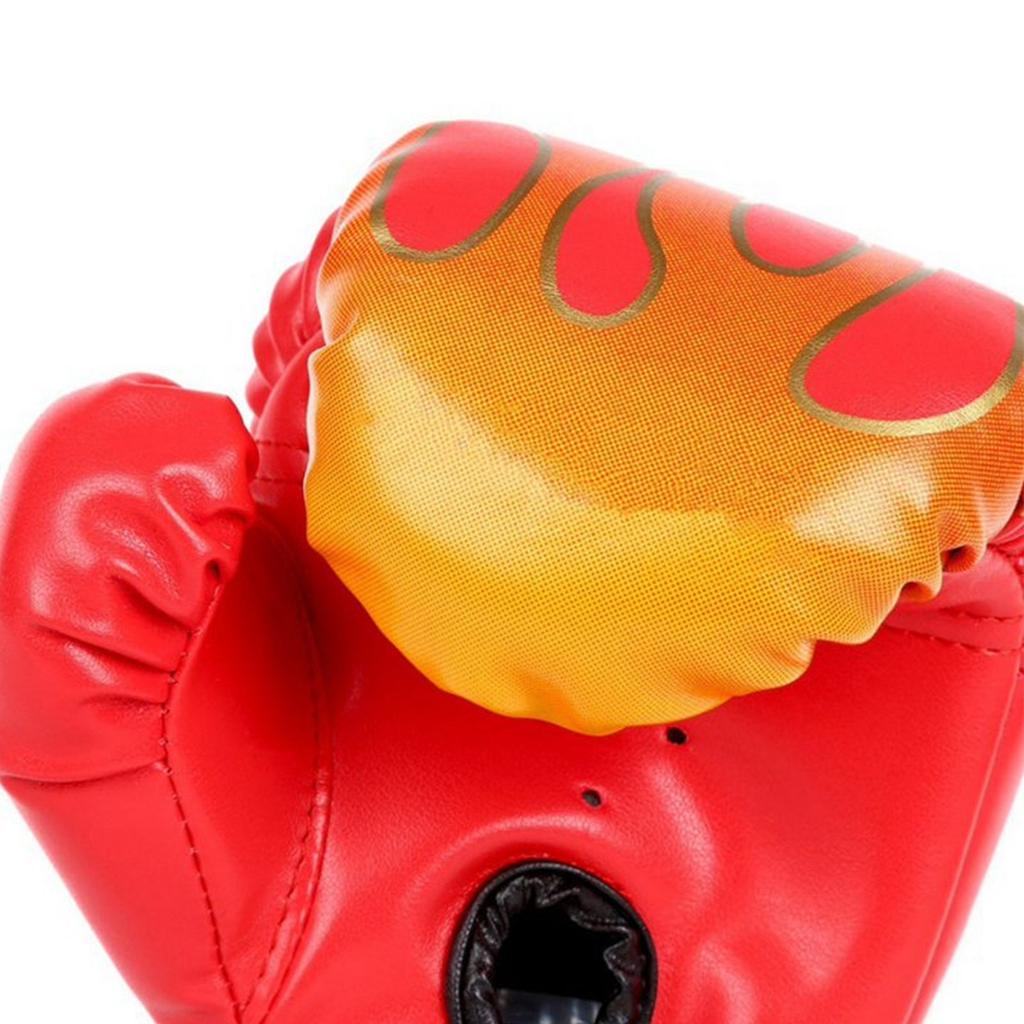 Детские боксерские перчатки, детские унисекс-перчатки из полиуретана с принтом пламени, перчатки для фитнеса