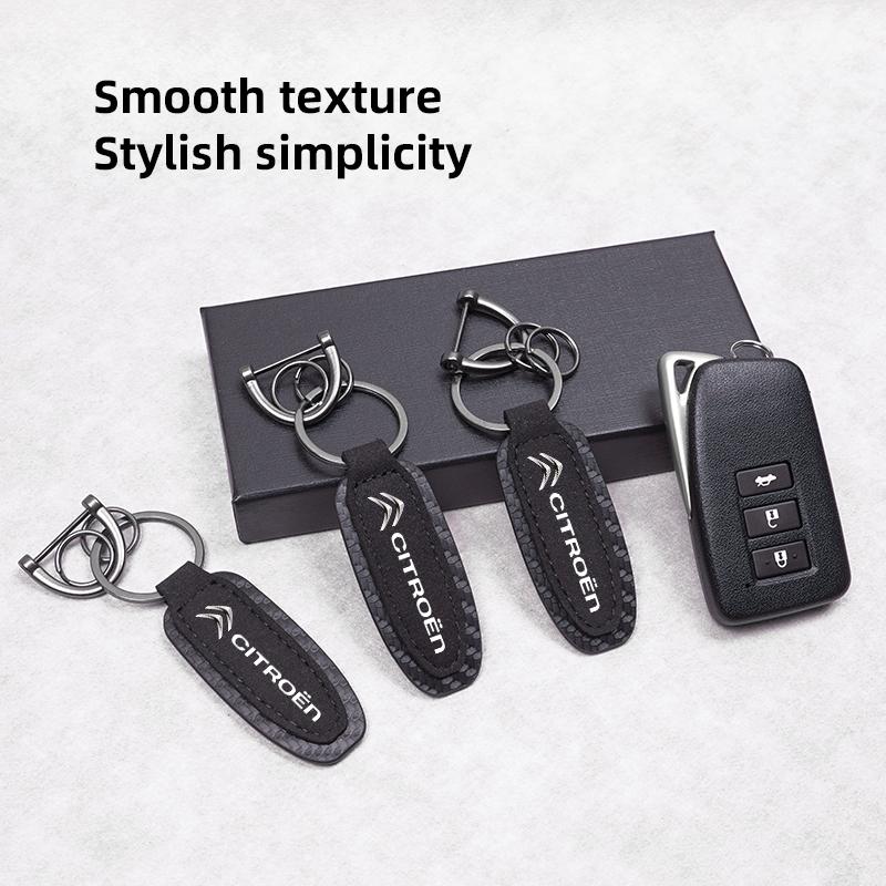 JOFT7 Carbon Fiber Keychain Gift Car Key Pendant Keyring For Citroen C5X e-C4 X e-C3 C4 C3 C5 Berlingo C-Elysee C-Crosser C1 C6 C2