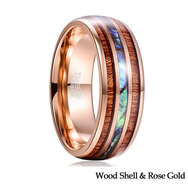 Luxury Men Women 8mm Stainless Steel Ring Inlay Abalone Shell Imitation Opal Wedding Band for Couples Jewelry Gifts