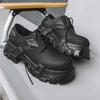 New Derby Shoes Men'S High-End Trend Black Platform Heightened Fried Street Dad Leather Shoes 1-J