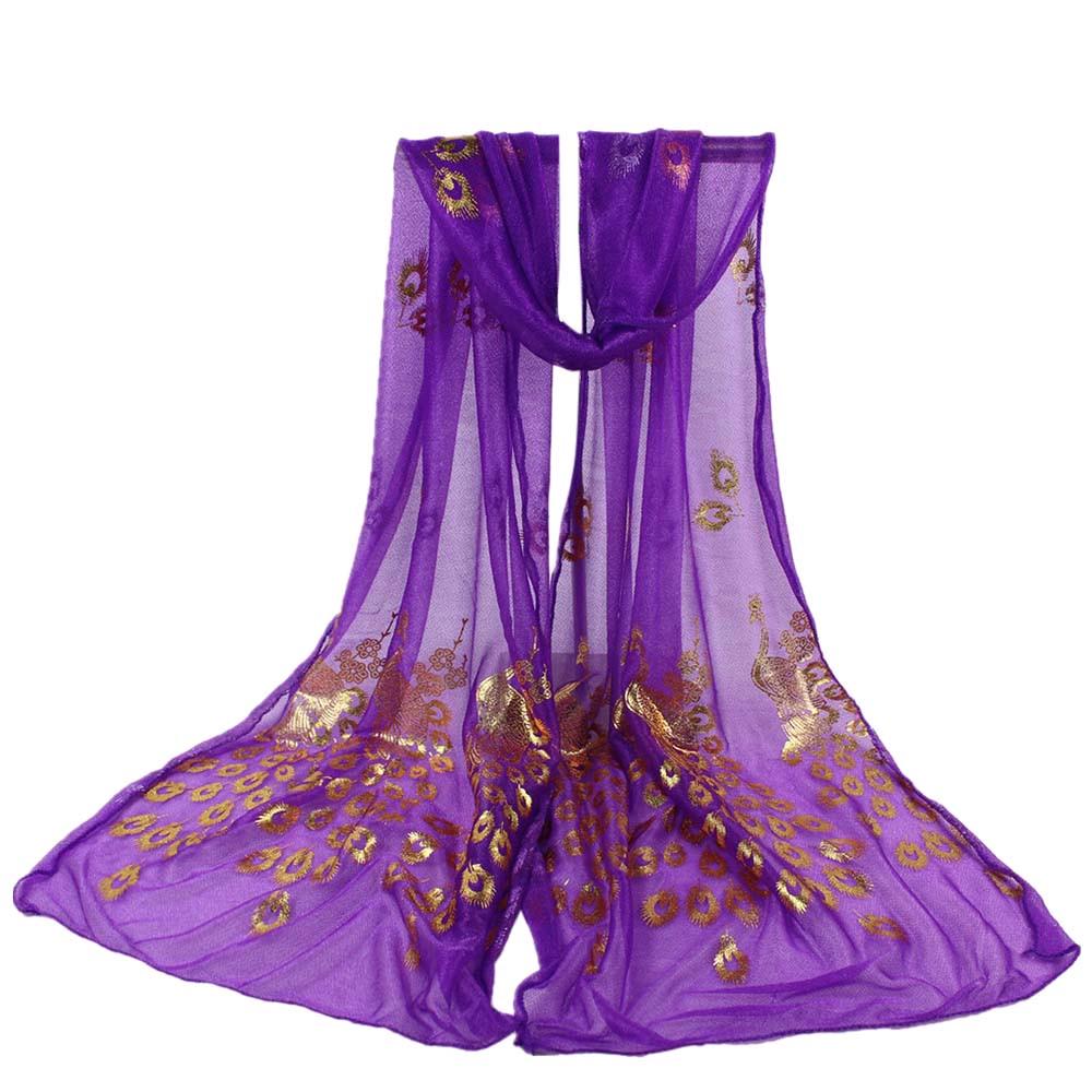 Женский разноцветный шарф с цветком павлина, длинный мягкий платок с запахом, палантин, пашмина