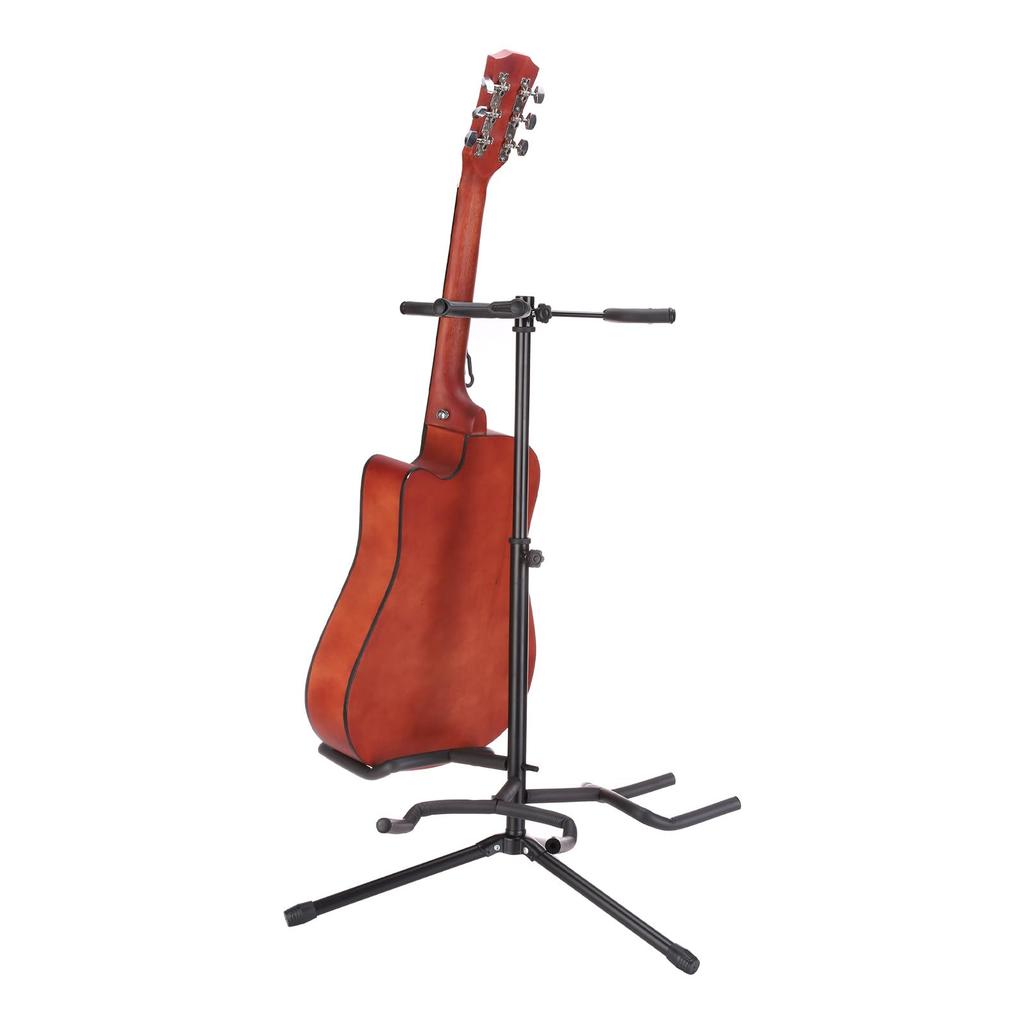 uxcell Triple Guitar Adjustable Tripod with Neck Holder for and Bass Folding Tripod for 3 Guitars Stand, Floor-Mounted Electric, Acoustic, Guitars,