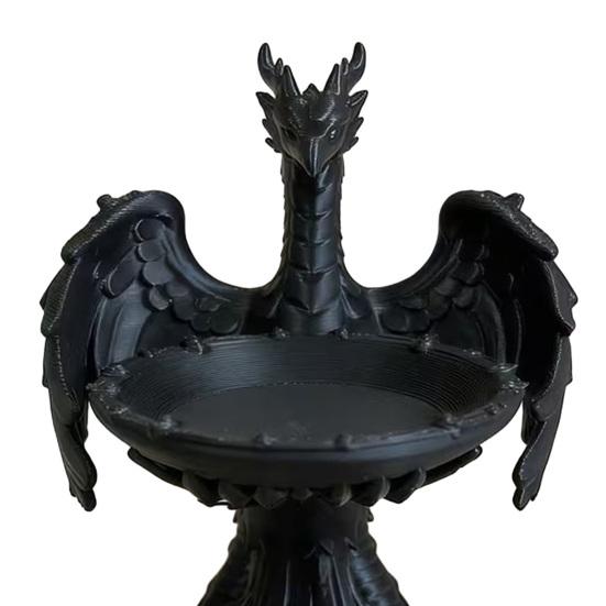 3D Printed Storage Tray, Matte Black Resin Flying Dragon Shape, Dustproof Jewelry Organizer, for Ring Earring Home Decorative