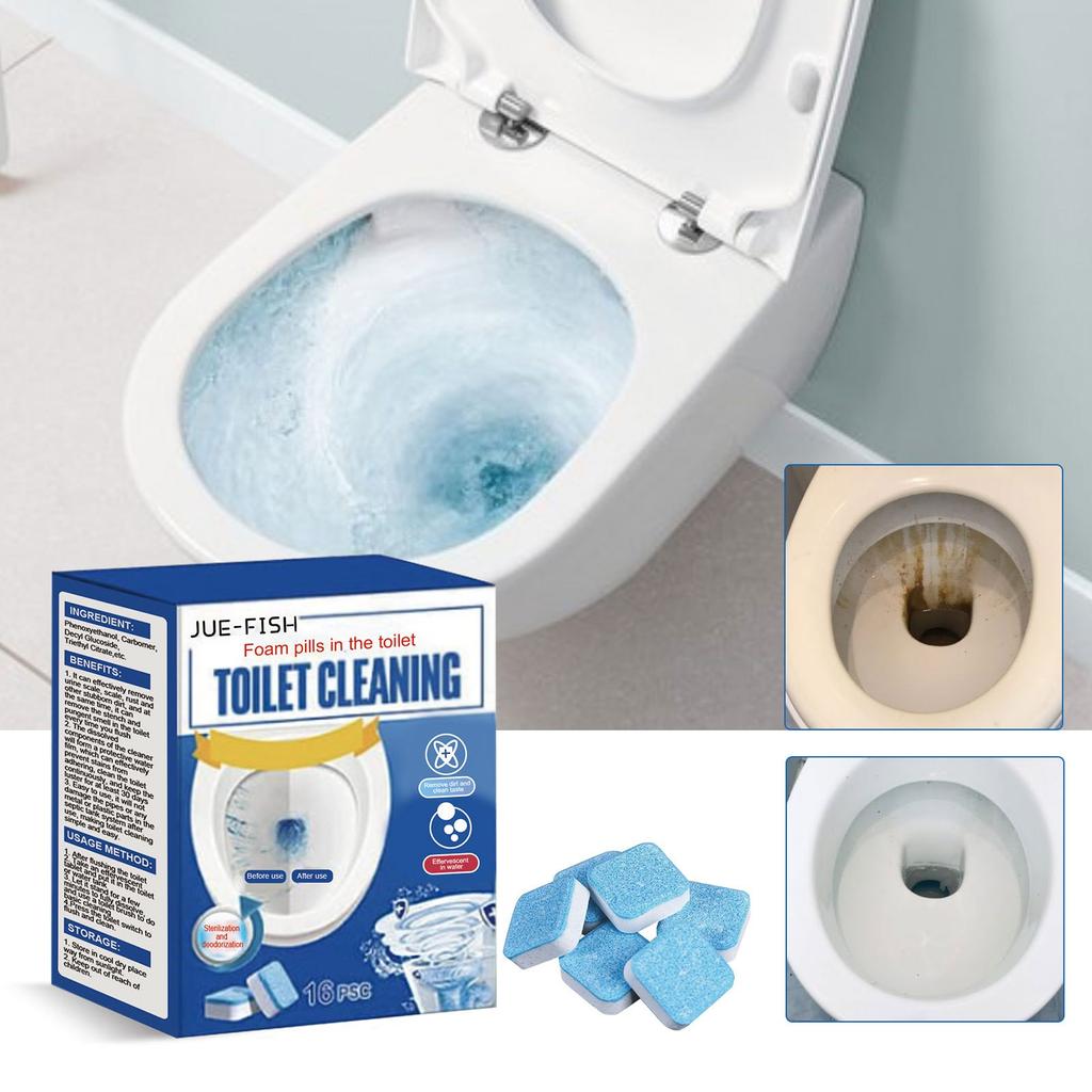 16pc Automatic Bleach Toilet Bowl Tank Cleaner Tablets Toilet Cleaner Flush Cleaner Cleaning Deodorant Tablet Clean Tool
