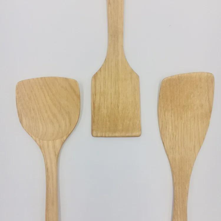 Kemu Solid Wood Unpainted Spatula & Rice Spoon Set - Non-Stick, Long Handle Soup Spoon
