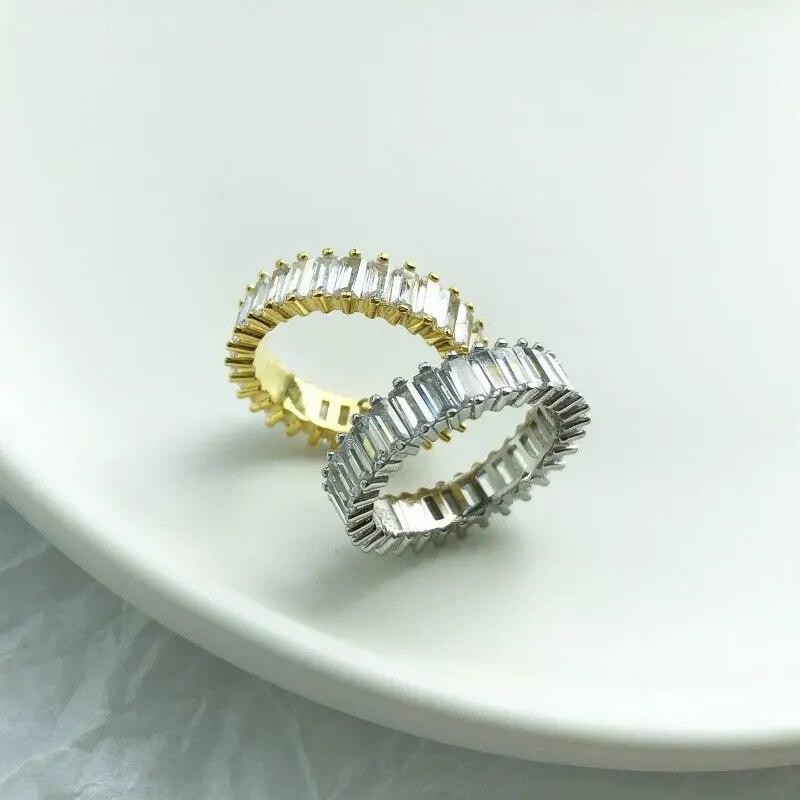 2*4 мм D цвет VVS1 Изумрудная огранка полное кольцо из моссанита для женщин и мужчин, стерлинговое серебро 925 пробы, 18-каратный классический бриллиантовый браслет Eternity Band